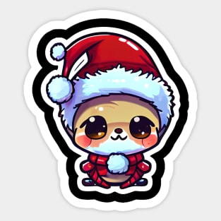 Chibi Kawaii Cute Adorable Winter Design Penguin Wearing Red Santa Claus Hat Sticker